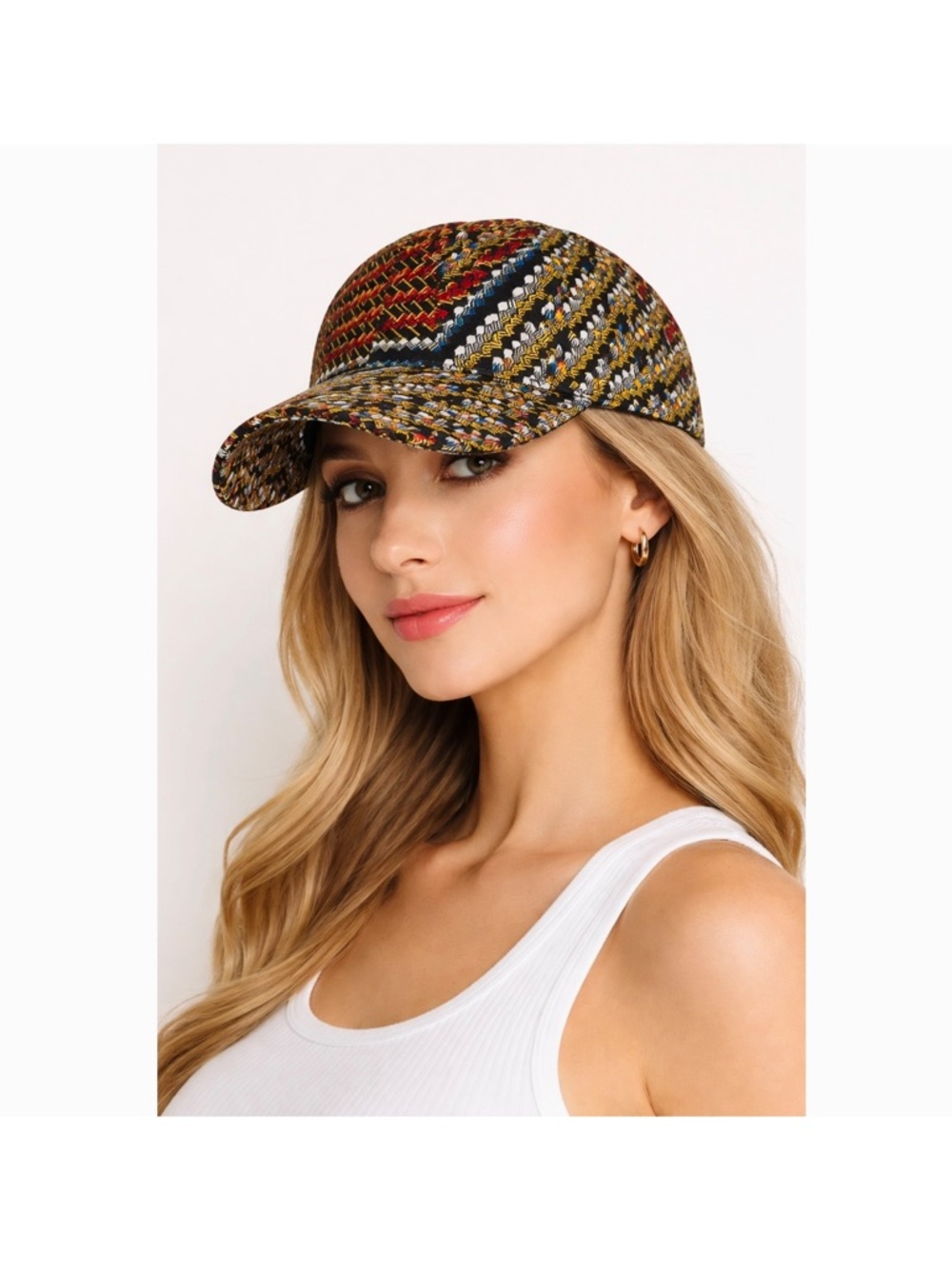 Boho Geometric Graphic Prints Women’s 
Baseball Cap Multicolor Staircase Motifs